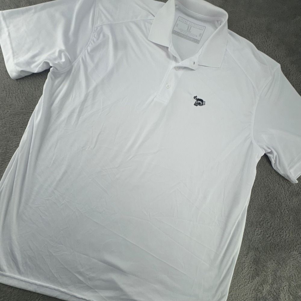 Savage Tacticians Polo Shirt Mens XL White Excellent Embroidered Skull Graphic